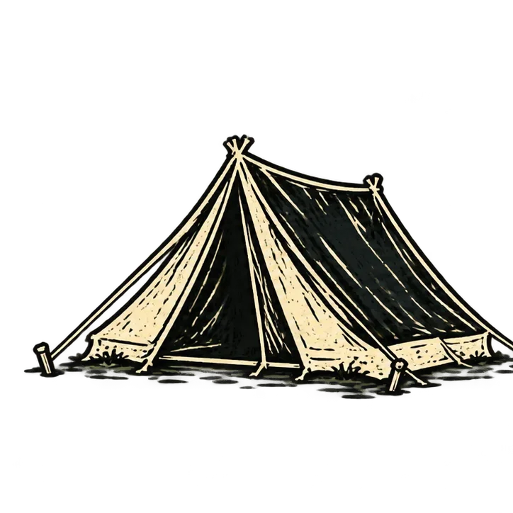 Hand-drawn camping tent