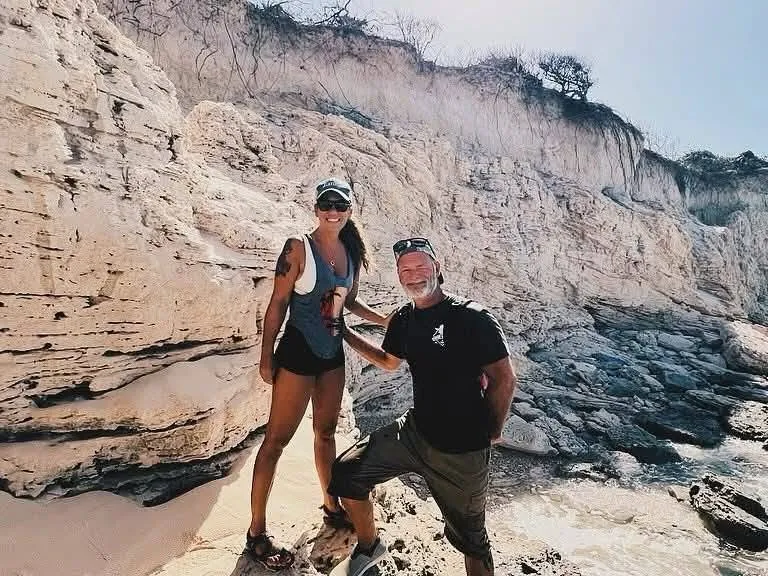 Mel and David on the white cliffs by the sea